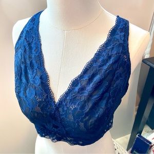 Soma Navy Blue Embraceable Lace Bralette XL NWT